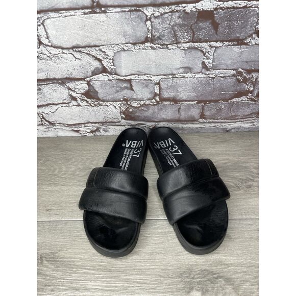 VIBA Porto Preto Black Leather Portugal Slides Sandals Women’s Sz 37EU/6.5M US - Picture 11 of 16